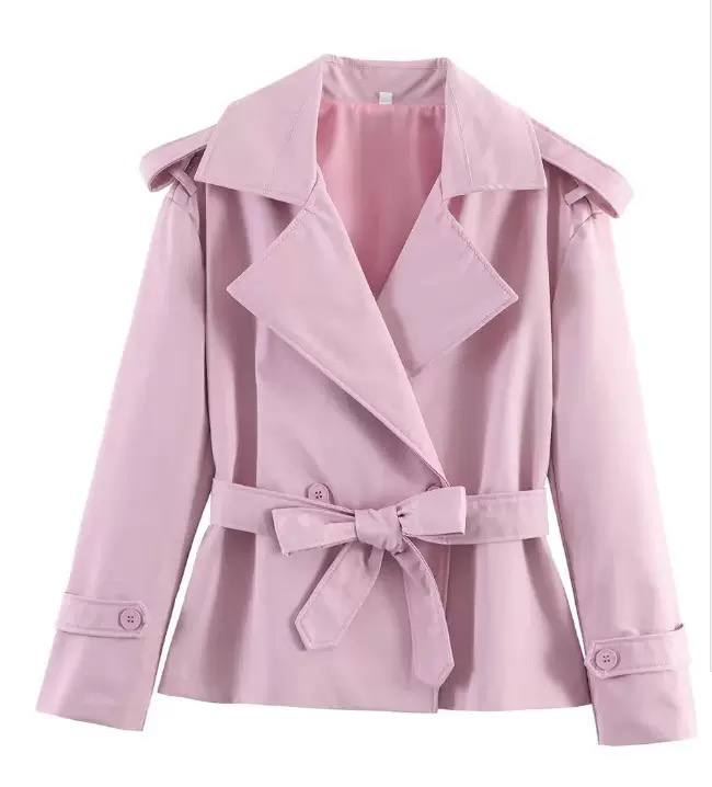 Belted Trench Jacket Long Sleeve Coat with Wide Lapels