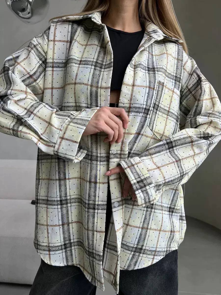 Oversized Plaid Shirt Jacket – Long Sleeve Button-Up Checkered Shacket with Relaxed Fit