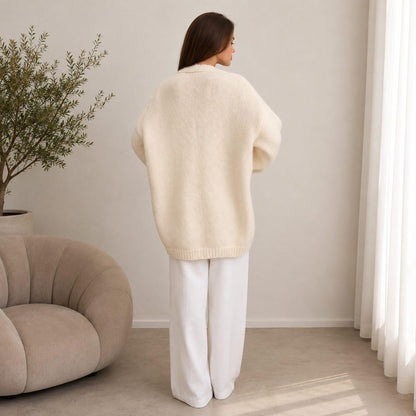 Oversized Open Front Knit Cardigan – Long Sleeve Chunky Ribbed Sweater with Relaxed Fit