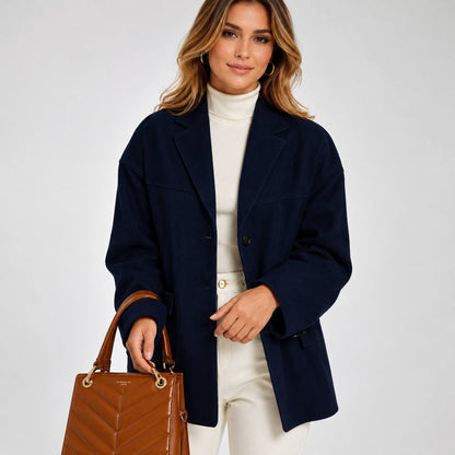 Women’s Oversized Suede-Look Blazer | Notched Lapel Relaxed Fit Jacket