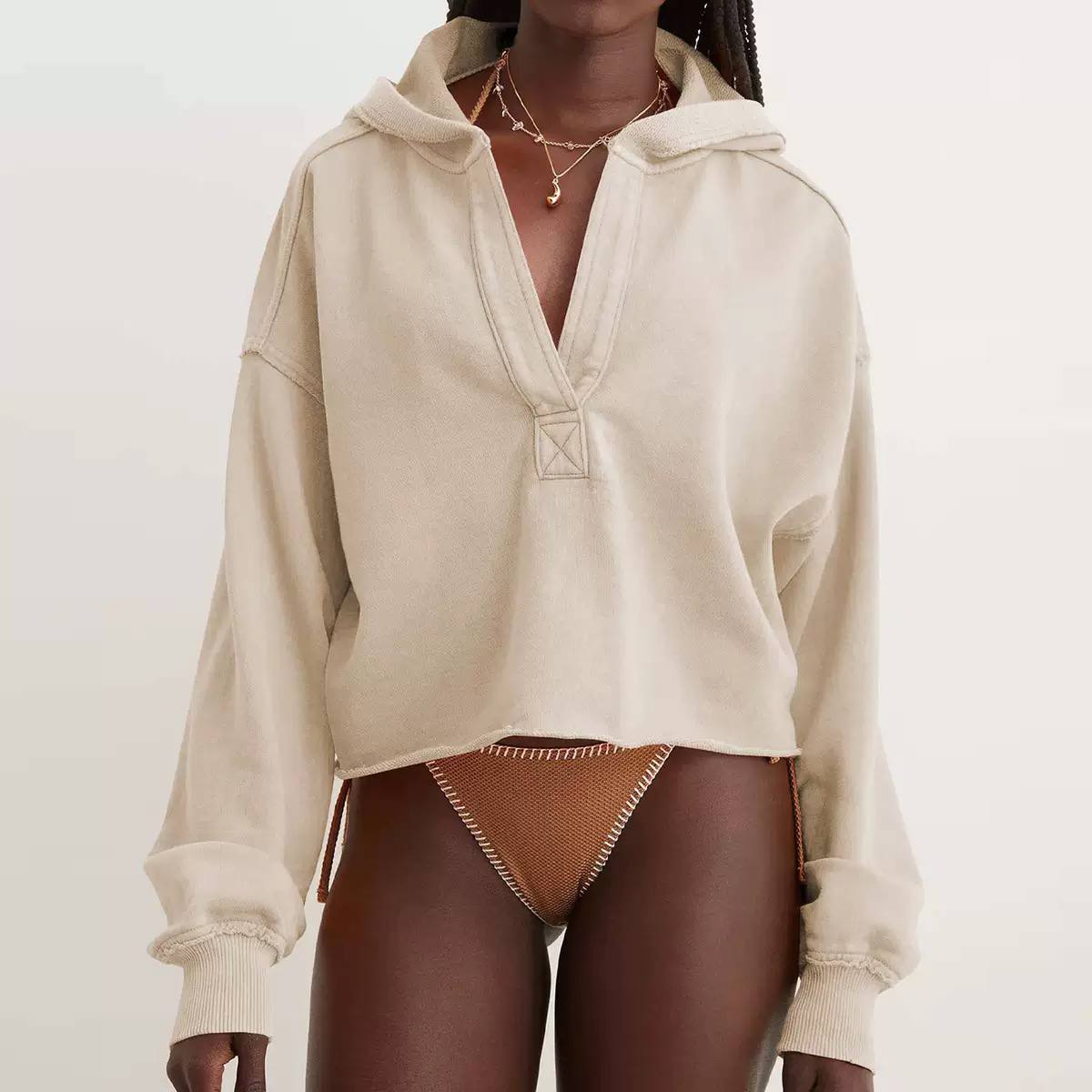 Women’s Oversized Half-Zip Hoodie | Relaxed Drop Shoulder Sweatshirt