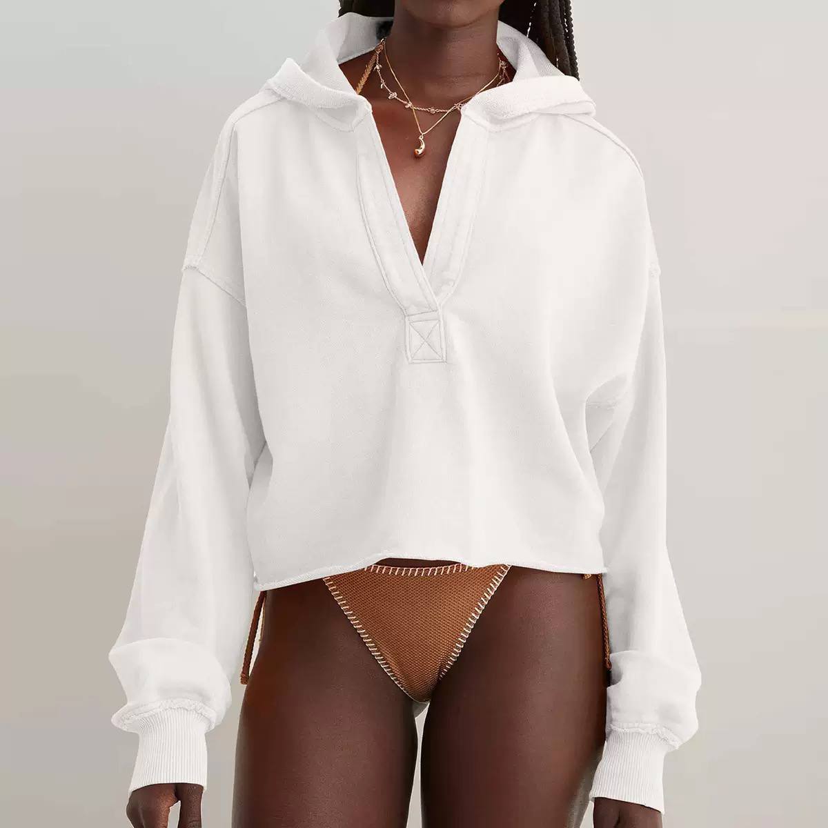 Women’s Oversized Half-Zip Hoodie | Relaxed Drop Shoulder Sweatshirt