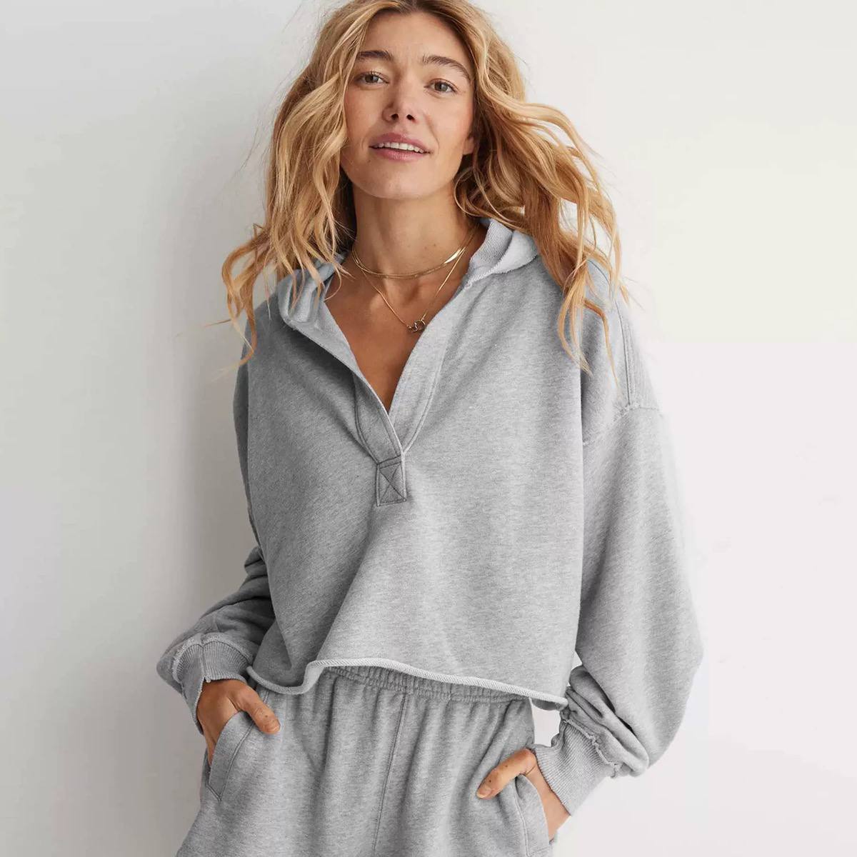 Women’s Oversized Half-Zip Hoodie | Relaxed Drop Shoulder Sweatshirt