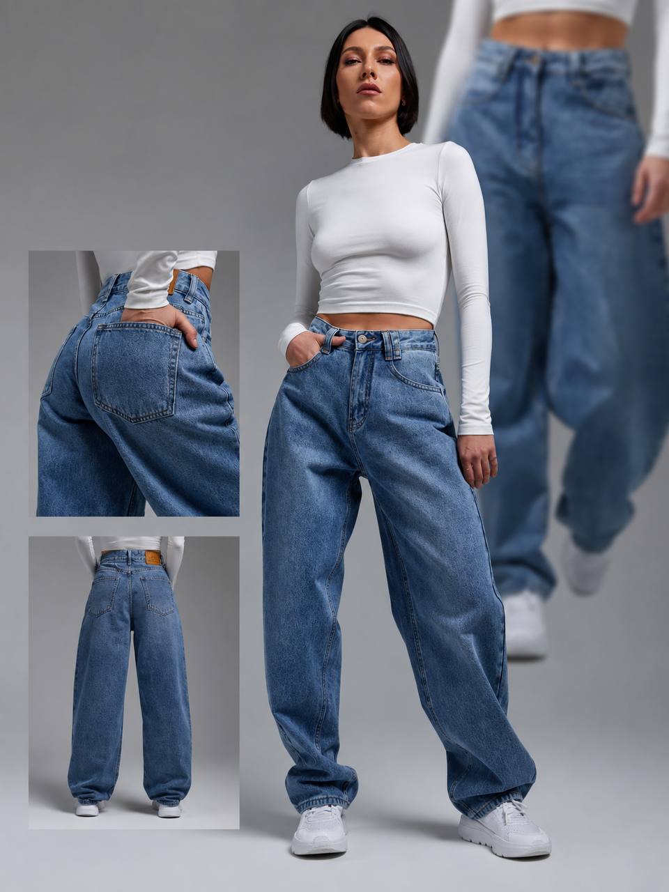 Women’s High-Waisted Baggy Wide-Leg Jeans | Relaxed Fit Denim