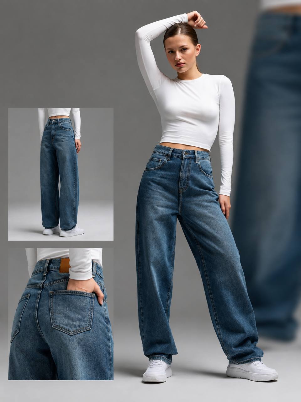 Women’s High-Waisted Baggy Wide-Leg Jeans | Relaxed Fit Denim