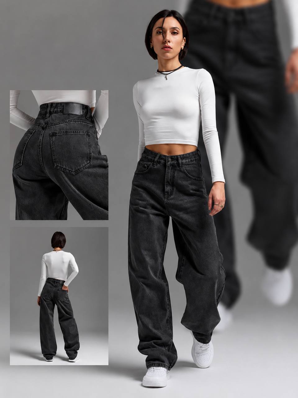 Women’s High-Waisted Baggy Wide-Leg Jeans | Relaxed Fit Denim