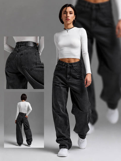 Women’s High-Waisted Baggy Wide-Leg Jeans | Relaxed Fit Denim