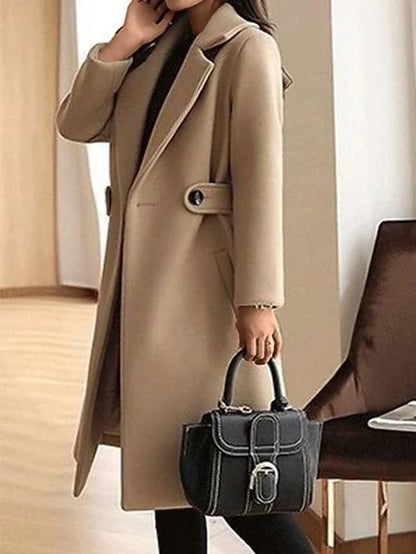 Women’s Longline Tailored Coat | Notched Lapel Single-Breasted Overcoat