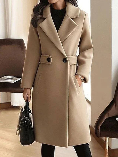 Women’s Longline Tailored Coat | Notched Lapel Single-Breasted Overcoat
