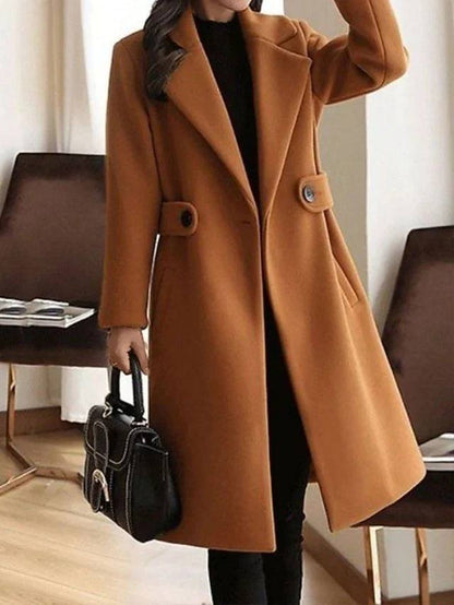 Women’s Longline Tailored Coat | Notched Lapel Single-Breasted Overcoat