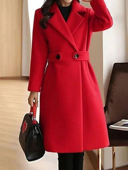 Women’s Longline Tailored Coat | Notched Lapel Single-Breasted Overcoat