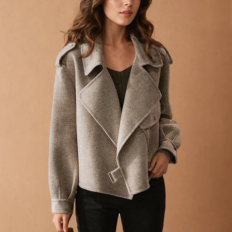 Women’s Oversized Short Coat | Relaxed Lapel Tailored Jacket