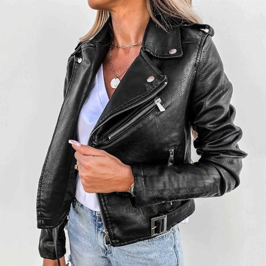 Women’s Biker Jacket | Asymmetric Zip Moto Jacket