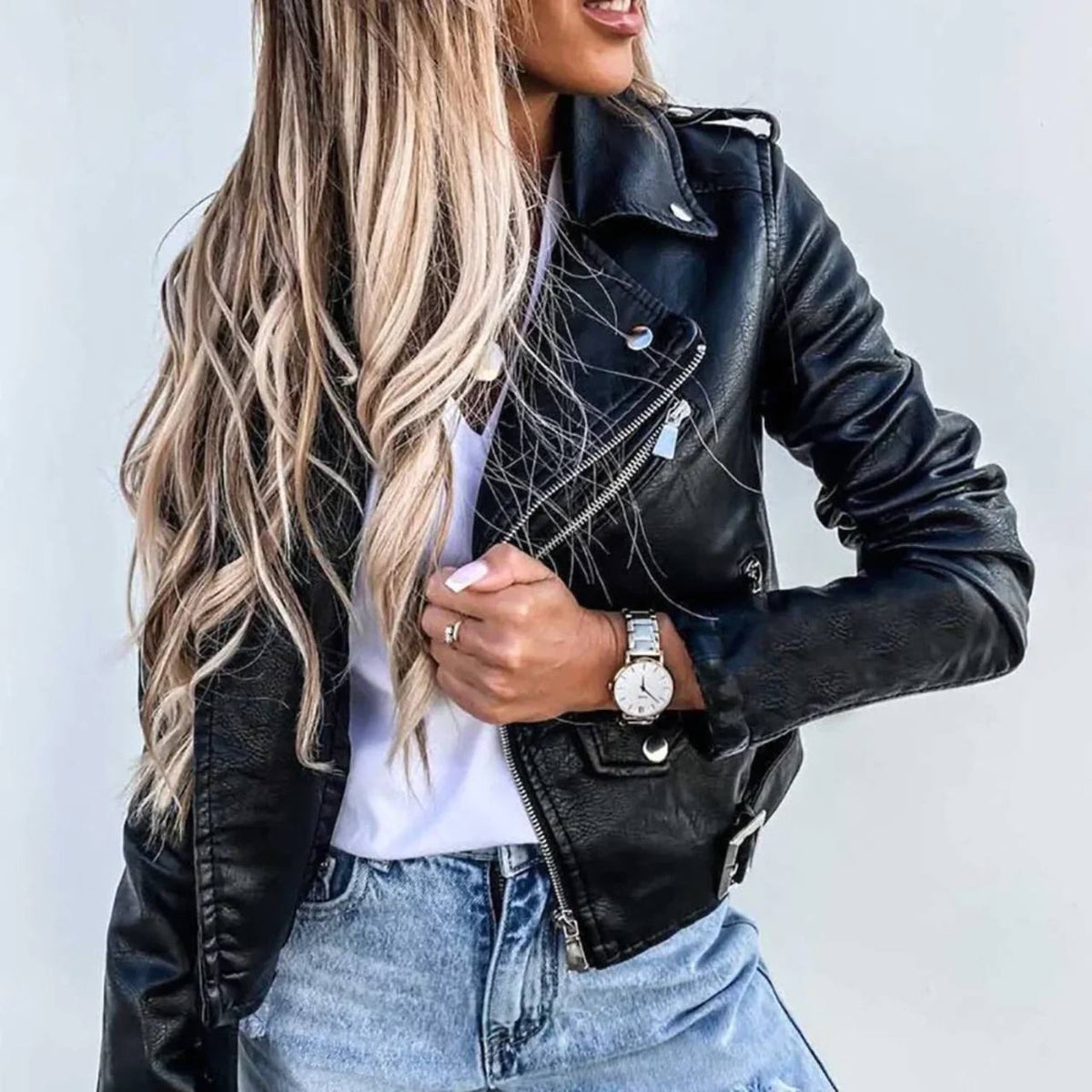 Women’s Biker Jacket | Asymmetric Zip Moto Jacket