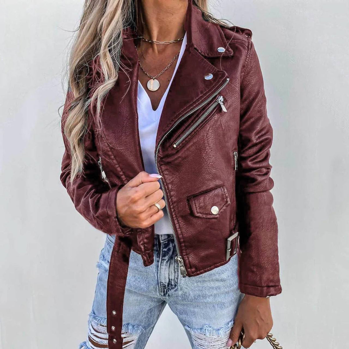 Women’s Biker Jacket | Asymmetric Zip Moto Jacket