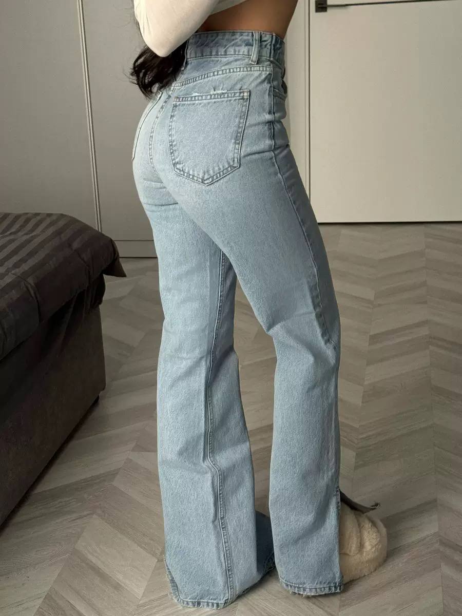 Women’s High-Waisted Jeans | Crossover Waist Straight-Leg Denim