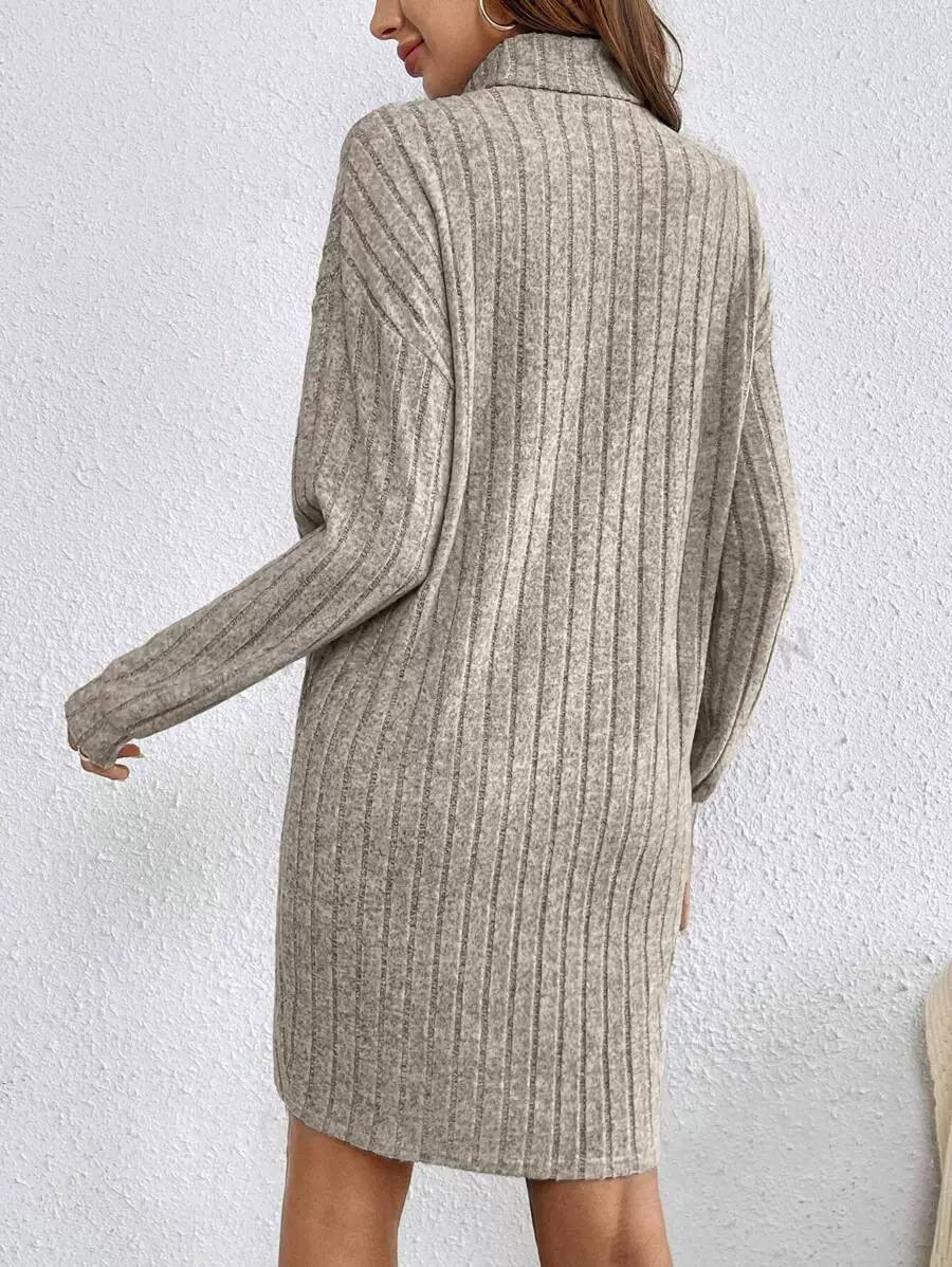 Women’s Ribbed Knit Turtleneck Long Sleeve Sweater Dress