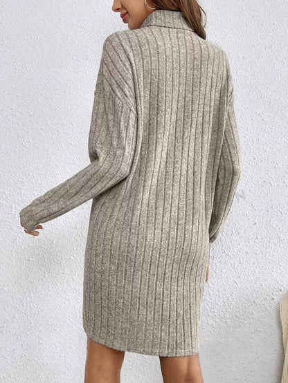 Women’s Ribbed Knit Turtleneck Long Sleeve Sweater Dress