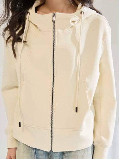 Women’s Cotton Full Zip Drawstring Hooded Casual Jacket