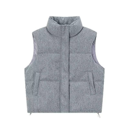 Women’s High Neck Quilted Puffer Vest with Side Pockets