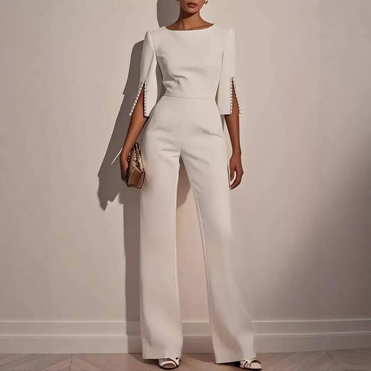 Women’s Elegant Cape-Sleeve Wide-Leg Jumpsuit