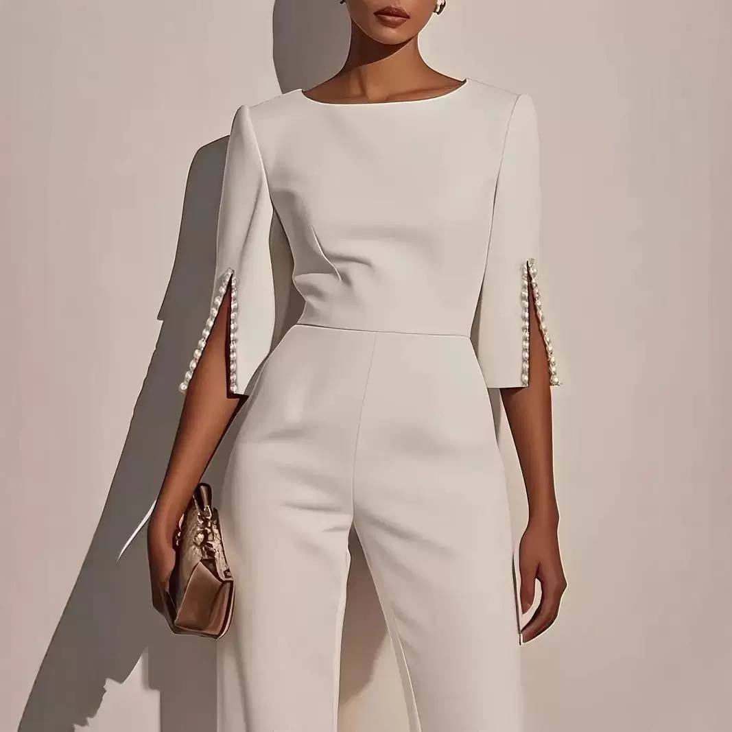 Women’s Elegant Cape-Sleeve Wide-Leg Jumpsuit