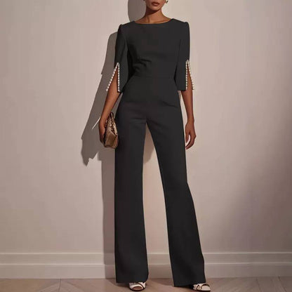 Women’s Elegant Cape-Sleeve Wide-Leg Jumpsuit