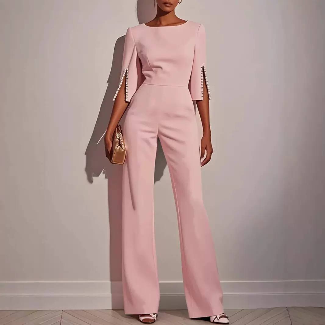 Women’s Elegant Cape-Sleeve Wide-Leg Jumpsuit