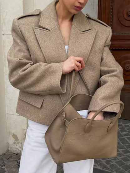 Women’s Structured Tailored Blazer with Notched Lapels and Shoulder Epaulette Detail