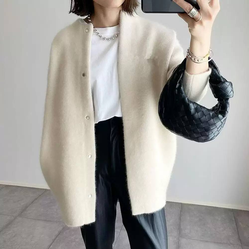 Women’s Longline Crew-Neck Button-Front Soft Knit Cardigan