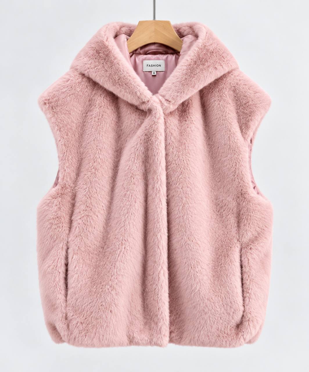 Women's Plush Hooded Sleeveless Vest with Pockets