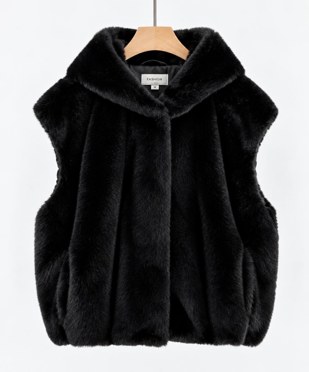 Women's Plush Hooded Sleeveless Vest with Pockets