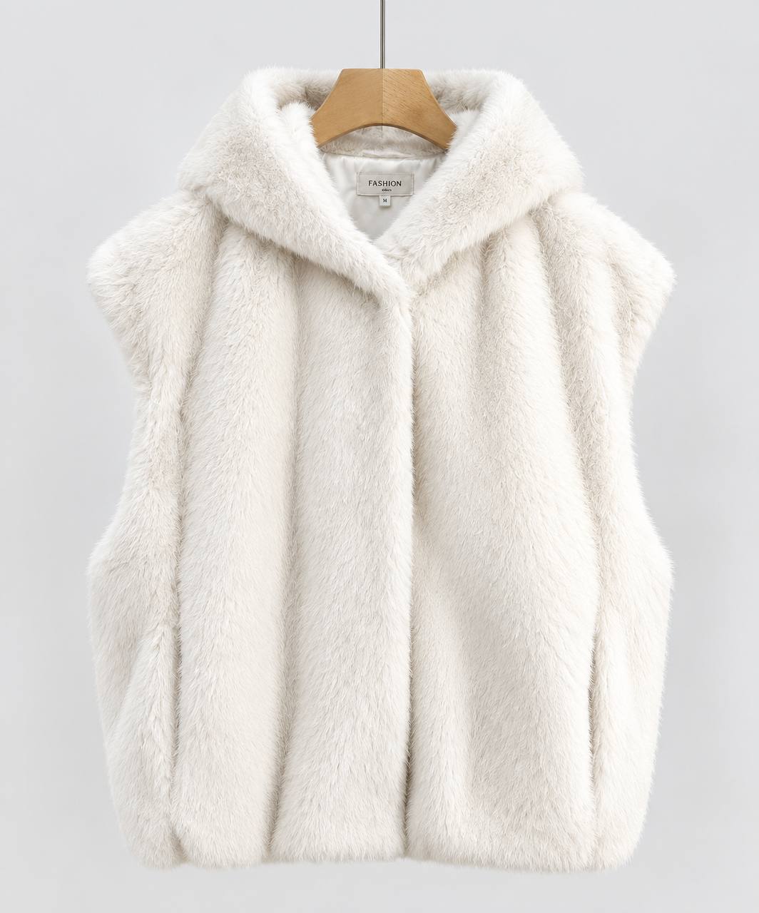 Women's Plush Hooded Sleeveless Vest with Pockets