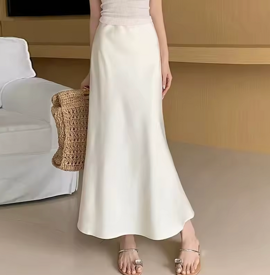 Ava | Flow Satin Midi Skirt