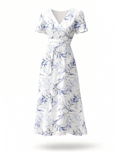 Bonnie | Blue Blossom Midi Dress