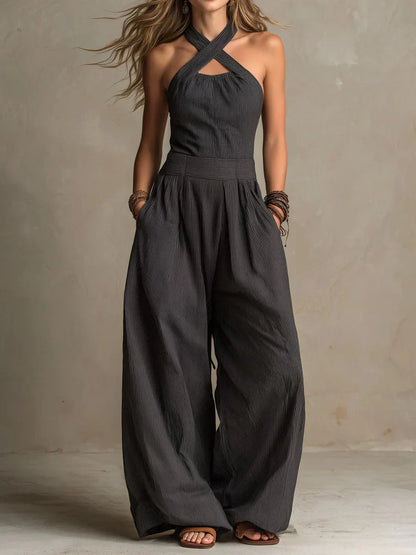 Sienna | Linen Cross-Back Jumpsuit